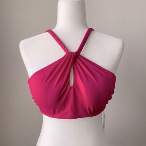 Pink Bandeau Swim Top with Gathered Detail